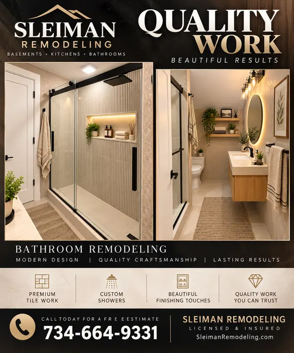 Quality work bathroom remodeling flyer